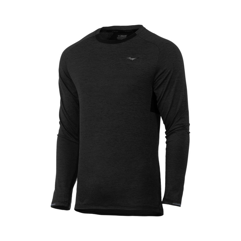 Mens Mizuno Alpha Long Sleeve Tops Black Philippines (DHWISE970)